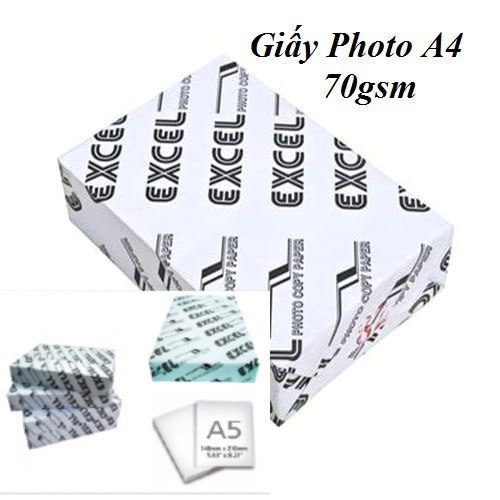combo 100 tờ Giấy in, giấy Photo DOUBLE A - A4 và A5 (70gsm)