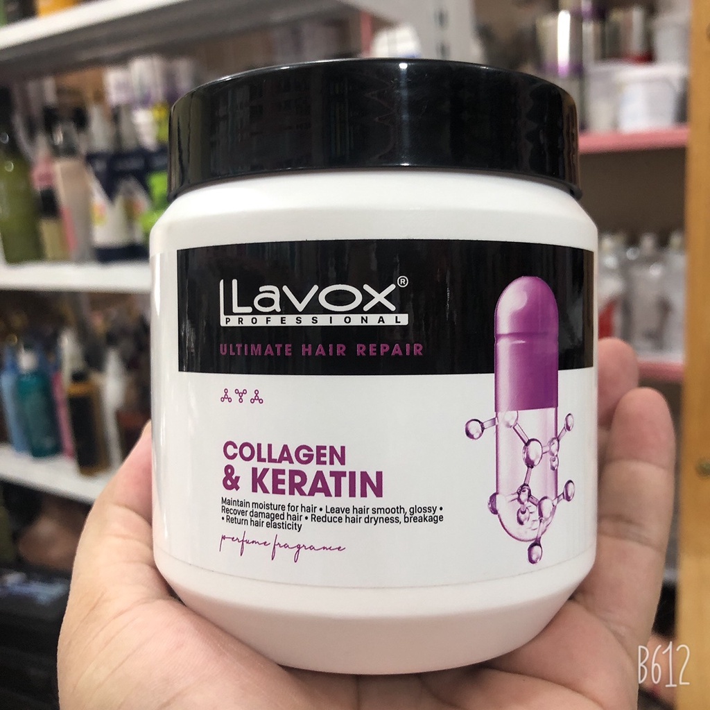 Hấp dầu phục hồi tóc hư tổn keratin collagen LAVOX 500ML