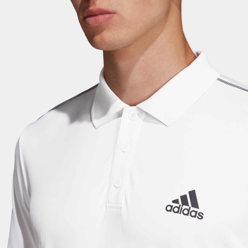 Áo Tennis Polo Adidas nam 3 sọc chính hãng Authentic - Trắng