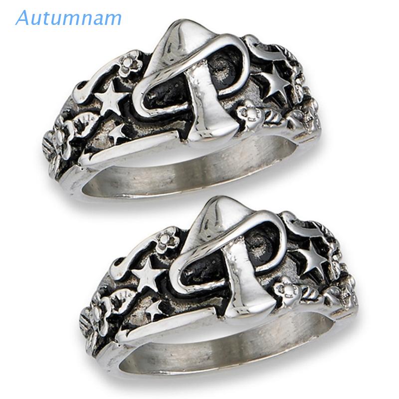 Nhẫn hình cây nấm và ngôi sao phong cách vintage size 7-12 thích hợp làm quà tặng