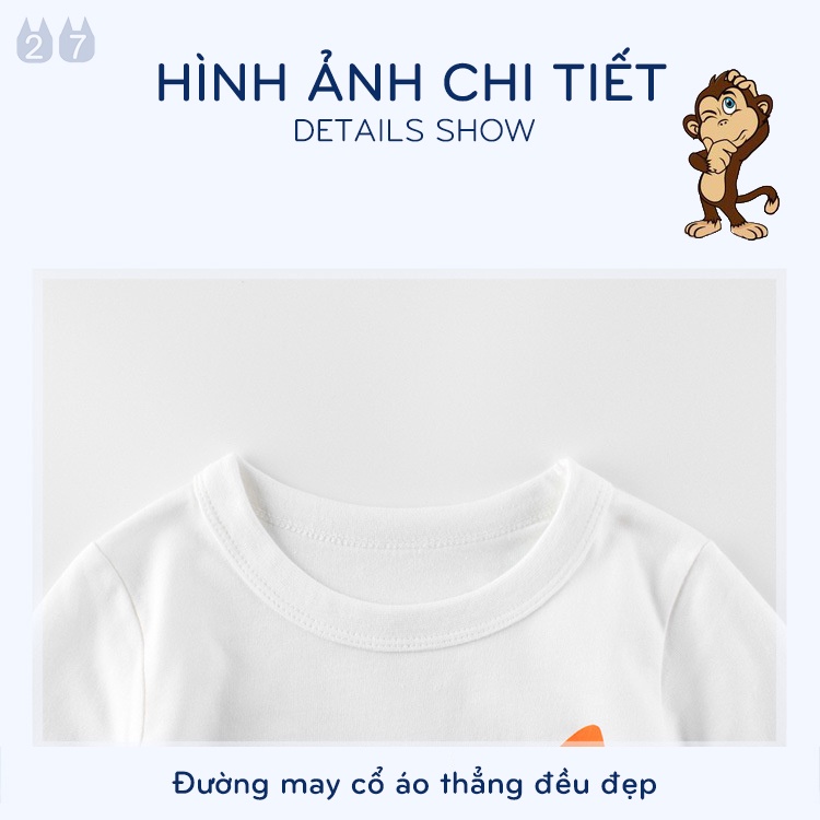 Áo thun bé trai dài tay 27kids áo cặp áo đôi cho bé họa tiết chữ phối tay 2 màu chất cotton hàng xuất Âu Mỹ