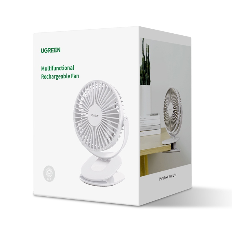 Ugreen Quạt Điện Mini Dạng Kẹp Có Thể Sạc Lại Cổng USB Tiện Dụng