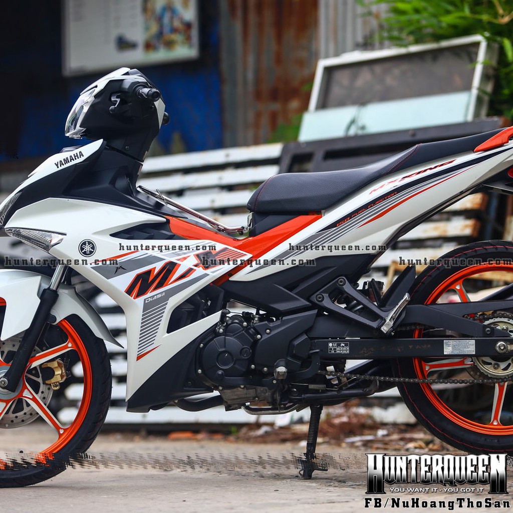 Tem rời MX King 2021. Decal cao cấp, bộ kit dán xe Exciter 150 trắng cam