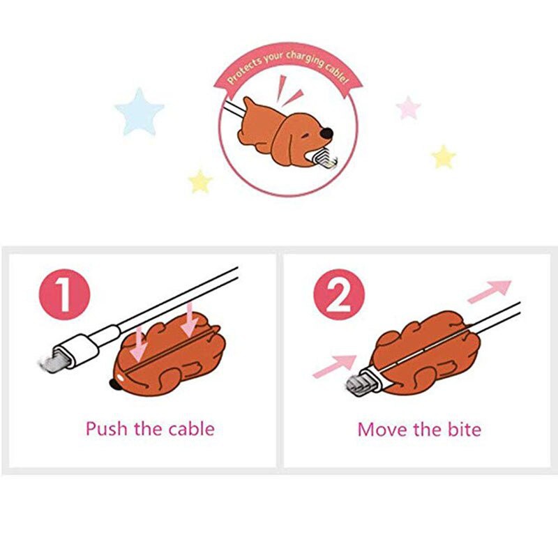 1 Phụ Kiện Bảo Vệ Dây Cáp Hình Động Vật Hoạt Hình Cho Điện Thoại Di Động