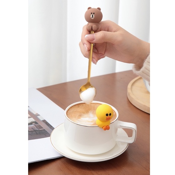 Muỗng, thìa cà phê Line Friends Thép không gỉ 304 tay cầm dài siêu dễ thương