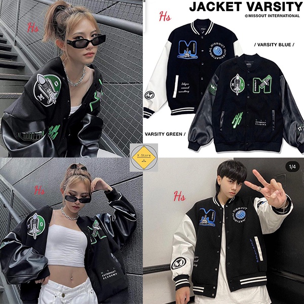 Áo Khoác Bomber Jacket Varsity Cardigan Missout Họa Tiết Thêu Chất Đẹp Có Ảnh Thật - Áo Bomber Nam Nữ Hót Trend X.Store