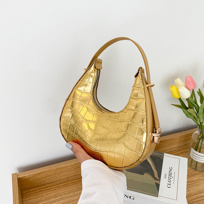 Túi Đeo Vai Một Bên Họa Tiết Đá Màu Trơn Phong Cách Phương Tây Thời Trang Mùa Hè Phong Cách Mới