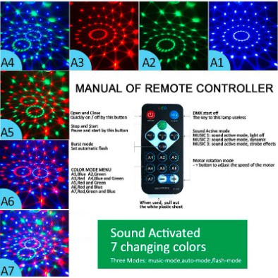 Đèn led xoay 7 màu cảm ứng theo nhạc cực đẹp-đèn sân khấu -đèn vũ trường