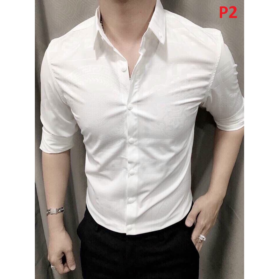 ÁO SƠ MI NAM LỤA TRƠN IN HOA VĂN CHÌM