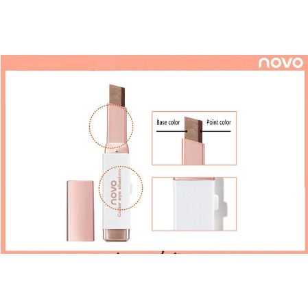 Bút sáp màu mắt NOVO Eyeshadow Double Color Grandient Stick (Phấn mắt NOVO dạng thỏi 2 màu có ánh nhũ)