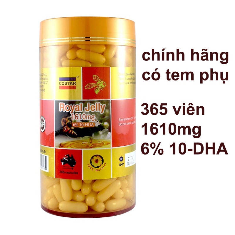 Viên sữa ong chúa royal jelly 6% 1610mg 10 HDA Úc 365 viên