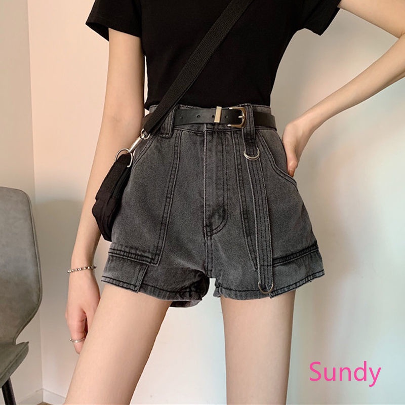 Quần Short Lưng Cao Ống Rộng Phong Cách Vintage Cho Nữ