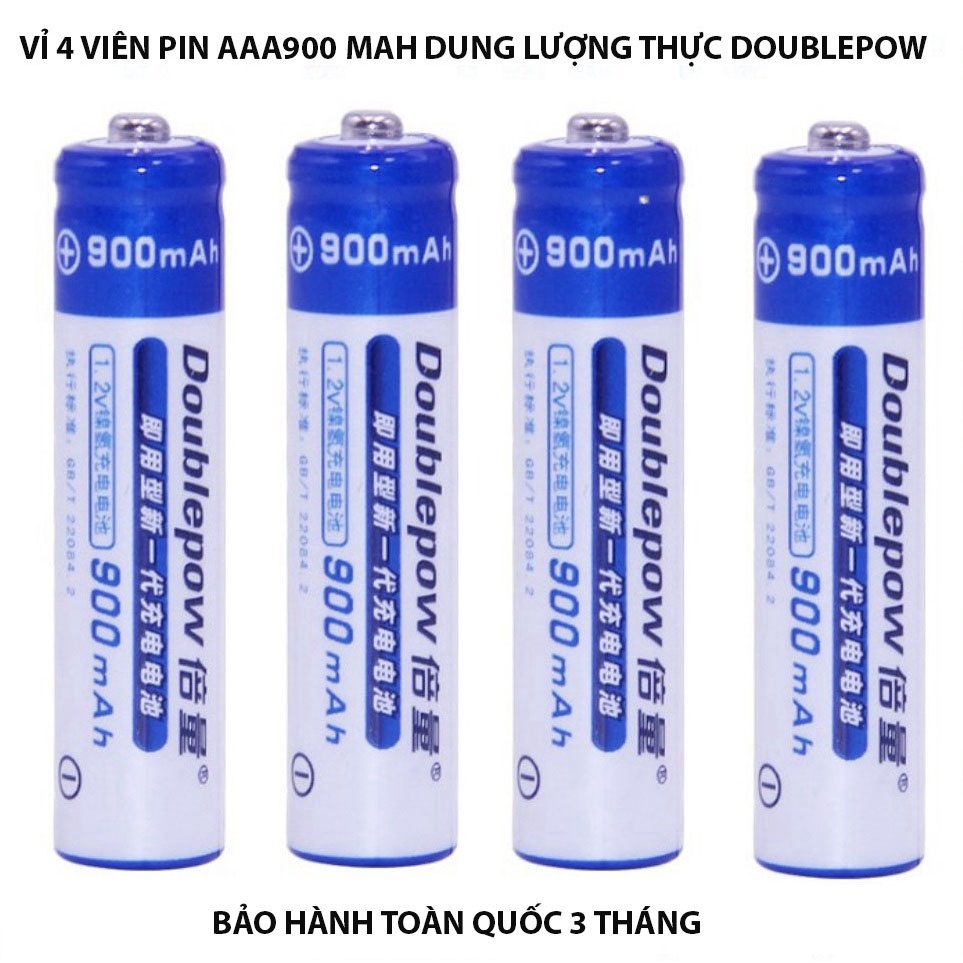 [Có bảo hành] Bộ 4 pin sạc AAA900mAh chính hãng Doublepow Cam Kết Dung Lượng Thật