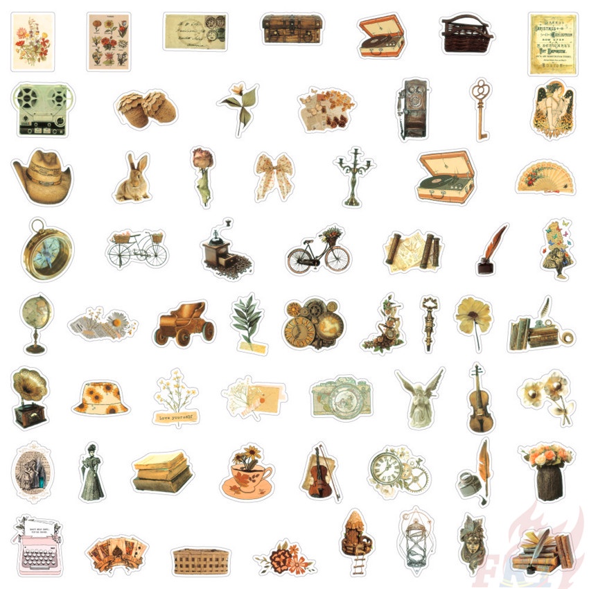 110 Cái / Bộ ❉ Điều trị gia tăng. Miếng Dán Trang Trí Thiết Kế Phong Cách Retro Độc Đáo ❉ Sticker Dán Tường Chống Thấm Nước Thời Trang