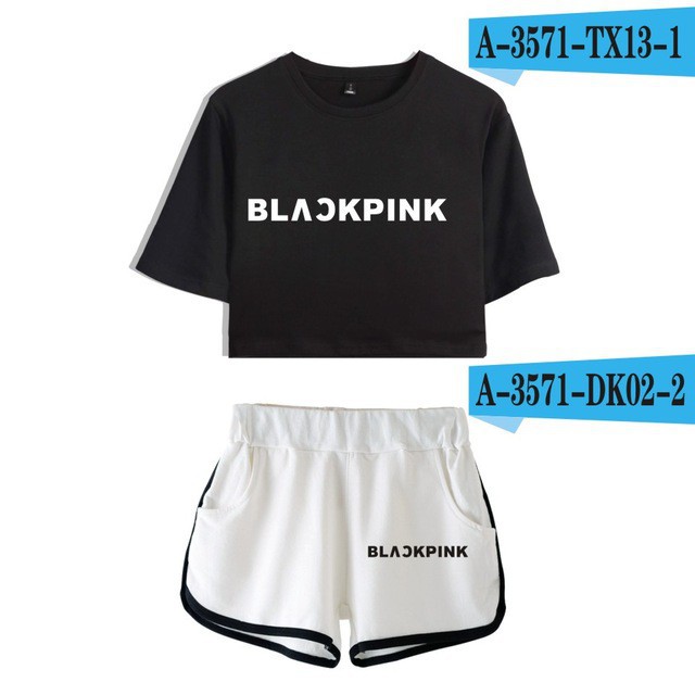 Bộ Đồ 2 Món Áo + Quần Short In Hình Blackpink Thời Trang Mùa Hè Quyến Rũ Cho Nữ