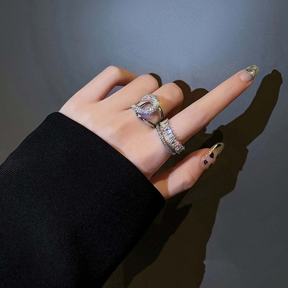 Nhẫn hở đính đá zircon phong cách Hàn Quốc sang trọng cho nữ