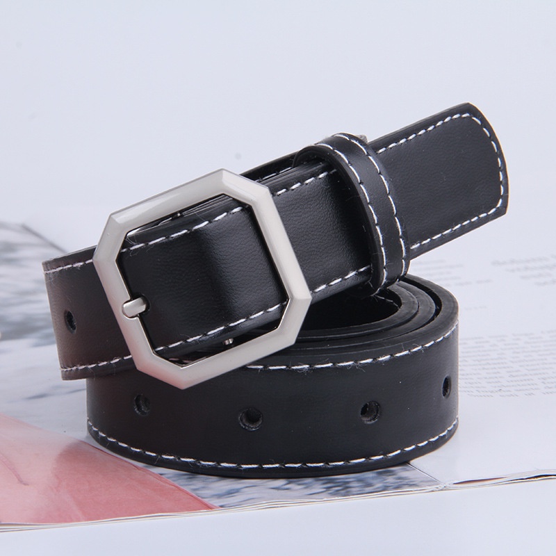 Thắt Lưng Nữ Khóa Vuông Màu Vàng/Bạc Thời Trang Hàn Quốc