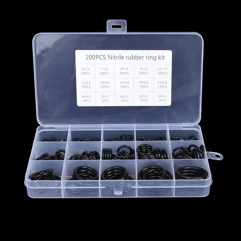 Set 200 vòng đệm cao su tròn Jss cho ống nước xe hơi, ron, gioăng cao su 15 kích thước