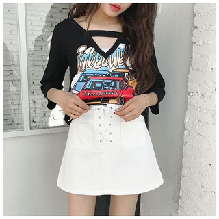 [ORDER]  - Chân váy jean form chữ A đan dây eo 🤤😍