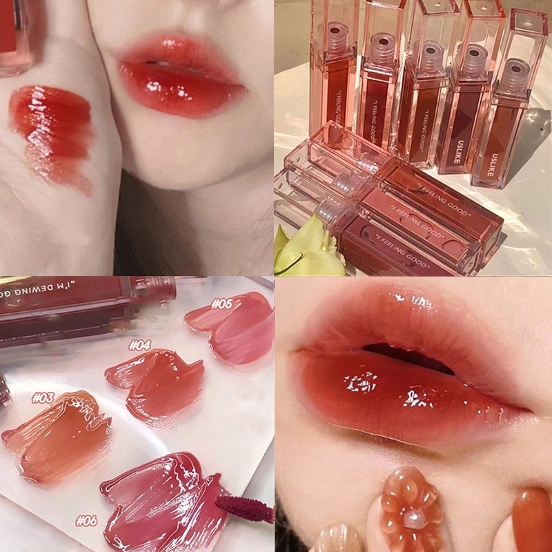 Son Bóng 3d đầy sương Uslike Dưỡng Ẩm Lâu Trôi Màu Sắc Tự Nhiên Độc Đáo