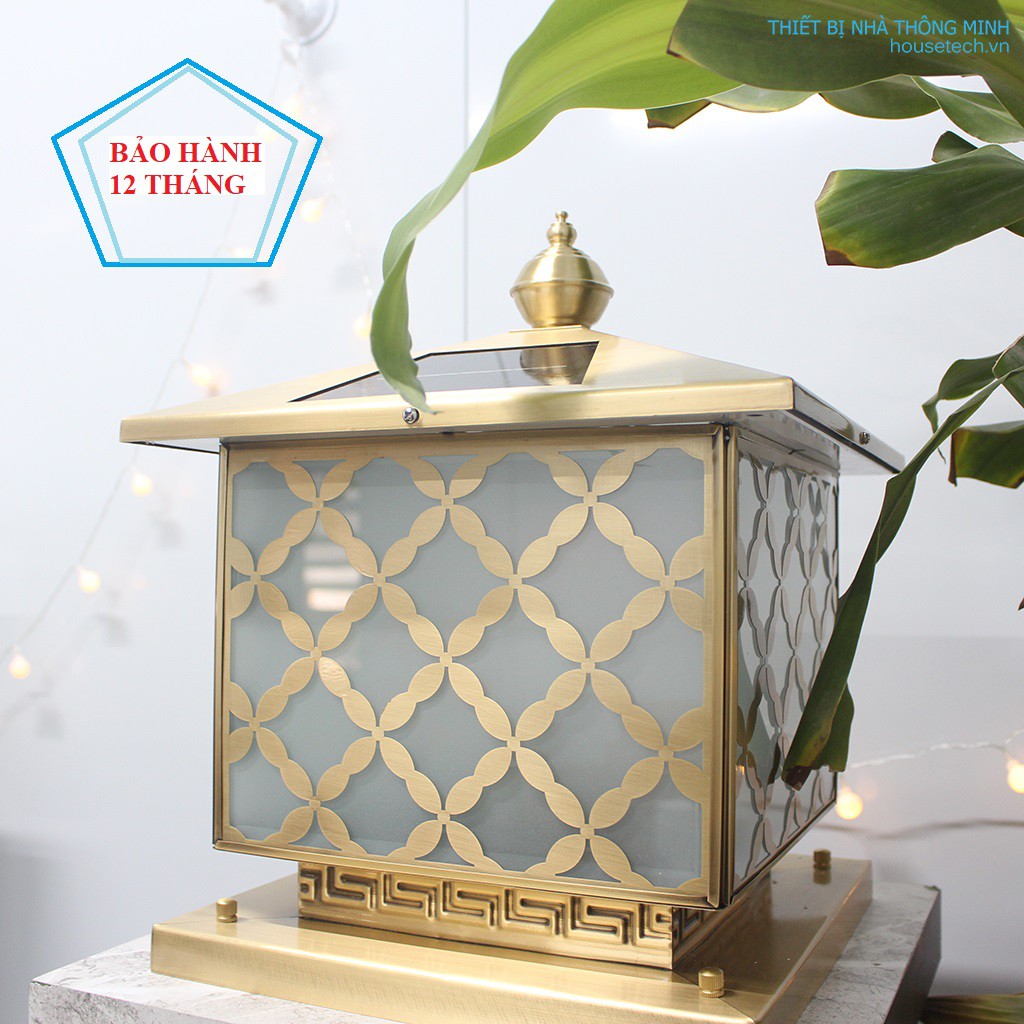 Đèn trụ cổng bằng đồng năng lượng mặt trời cao cấp  SOLAGA HT812
