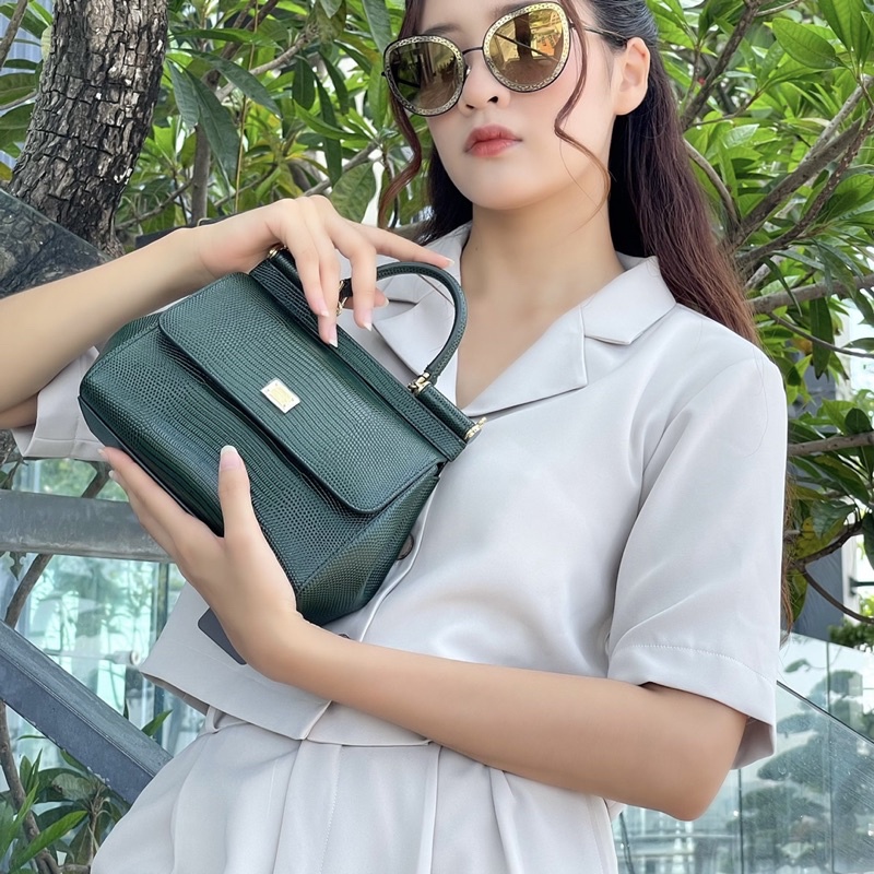 Túi DG Sicily đen mini bản croc siêu sang