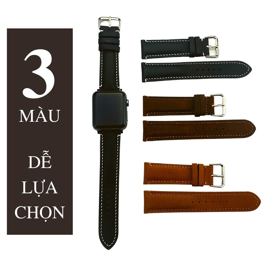 Dây Apple Watch Vnstrap dây đeo đồng hồ Apple Watch series 3 4 5 6 7 se da bò xanh 38mm 40mm 42mm 44mm iwatch M12