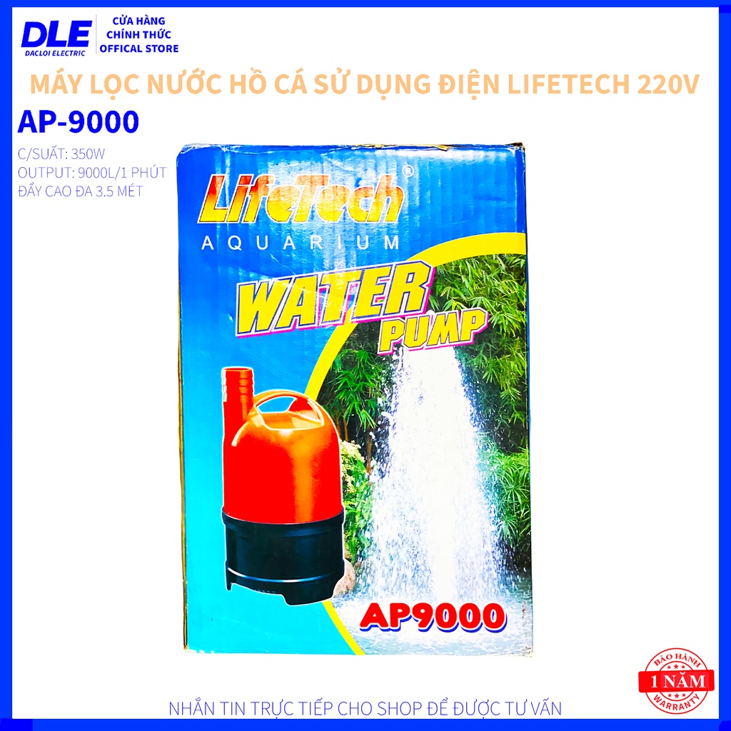 MÁY BƠM LỌC NƯỚC HỒ CÁ CAO CẤP LIFETECH - AP 9000 - CÔNG SUẤT 350W - LƯU LƯỢNG NƯỚC 9000 LÍT/H - ĐẨY CAO 3M