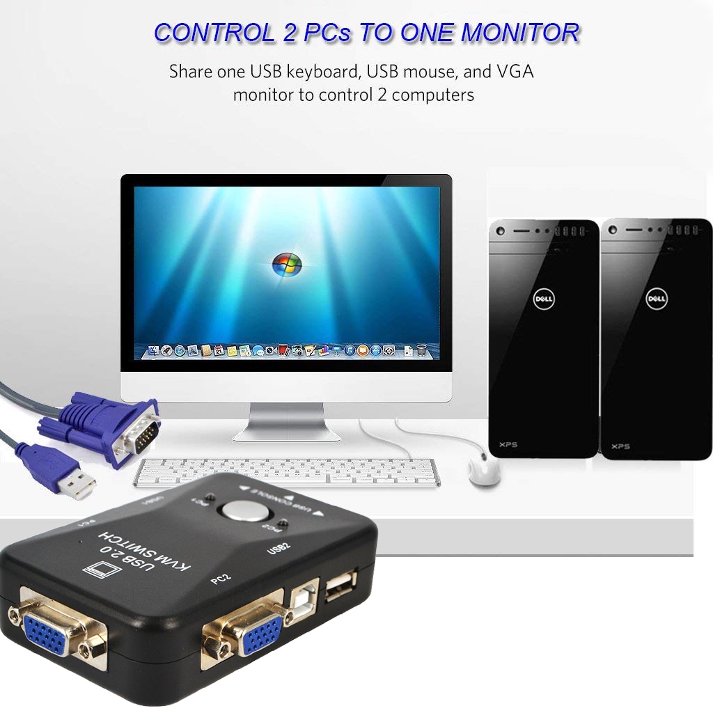 Bộ chia 2 cổng USB 2.0 KVM VGA SVGA cho bàn phím | BigBuy360 - bigbuy360.vn