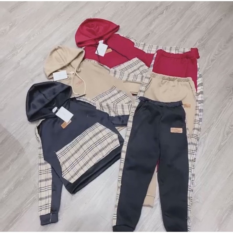 BÁN SỈ BỘ NỈ BÔNG HOODIE PHỐI KẺ BBR 3 MÀU CHO NỮ BN33 | BigBuy360 - bigbuy360.vn