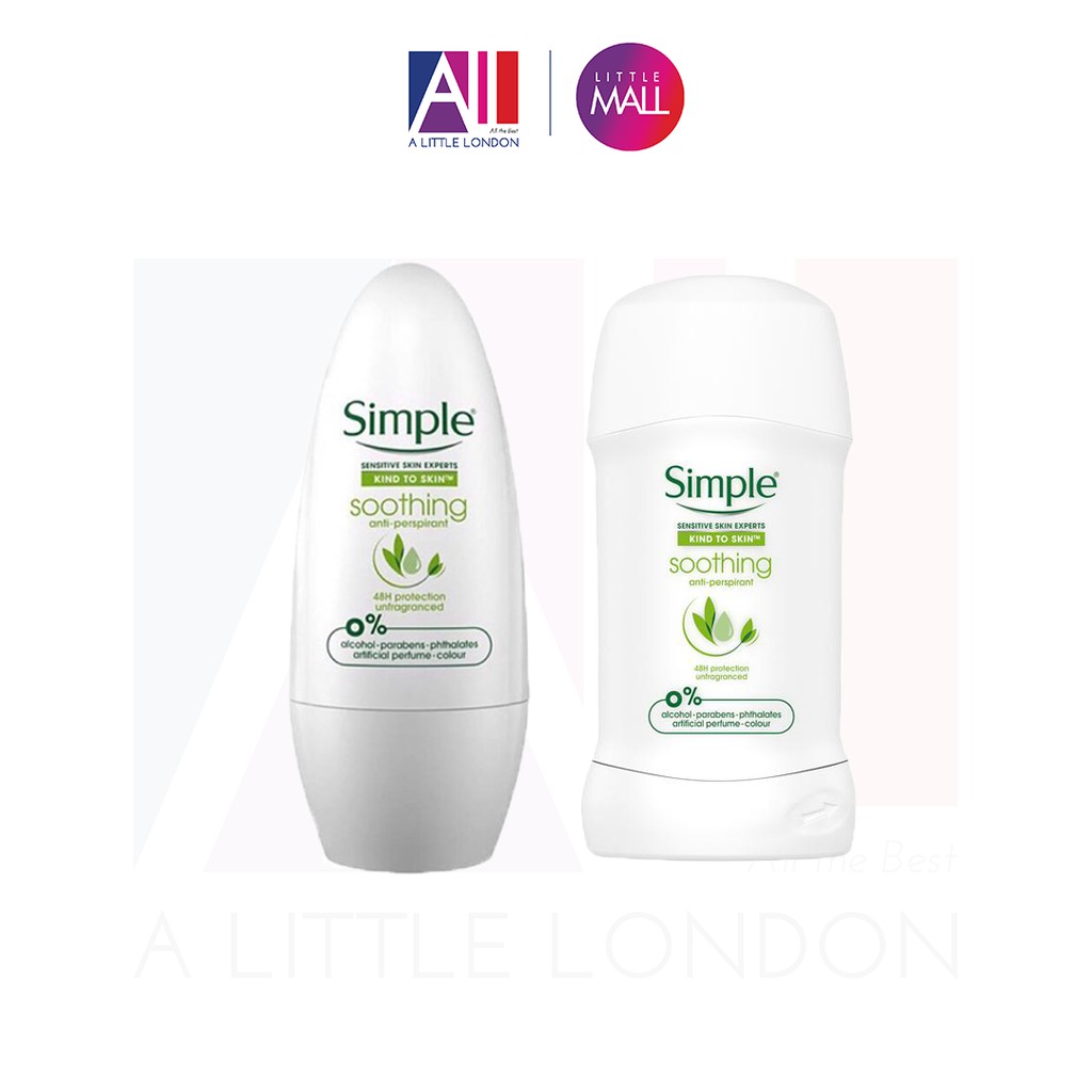 [TOP 1 SHOPEE] Lăn khử mùi Simple Kind To Skin Soothing Anti Perspirant (Bill Anh)