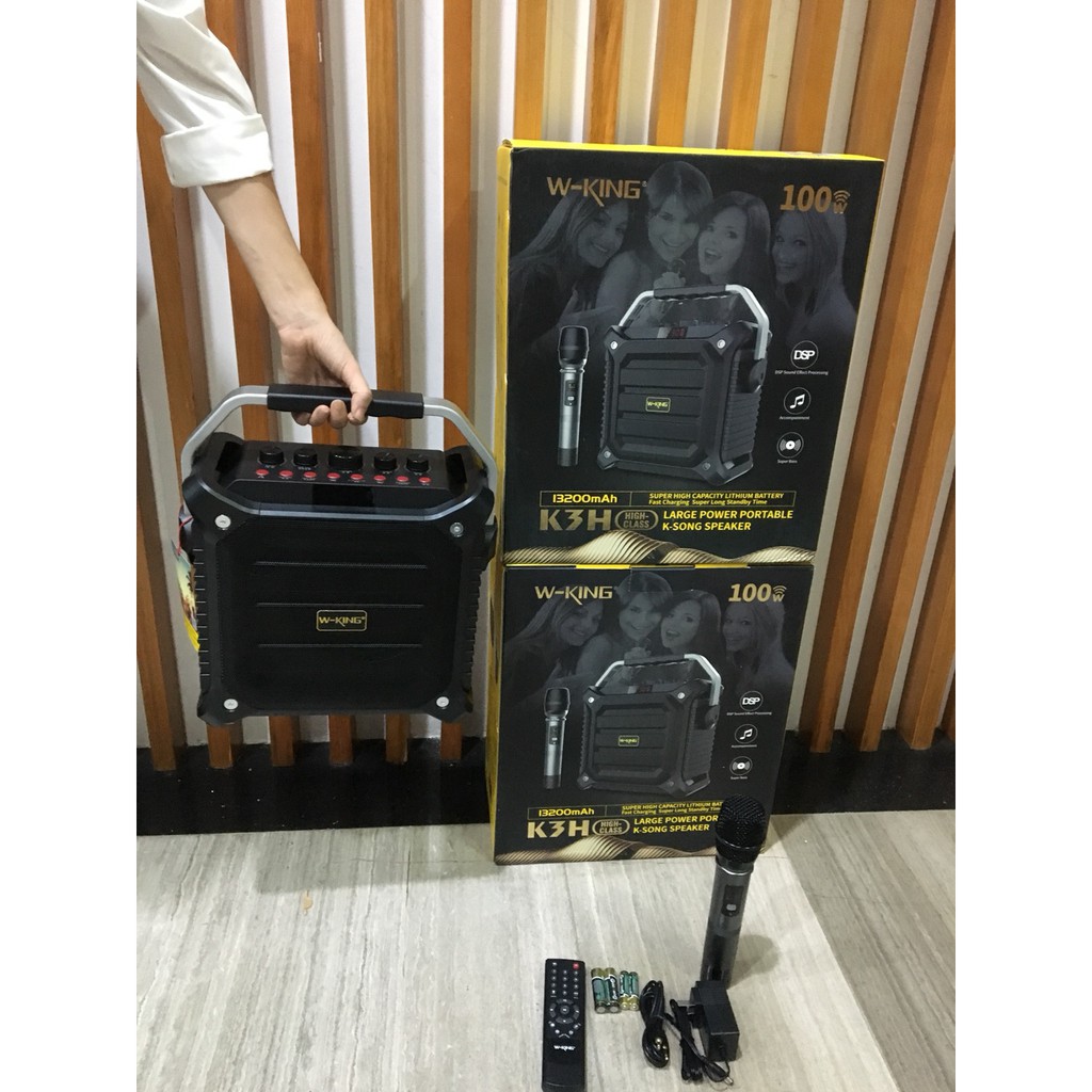 Loa Kéo Không Dây W-King K3H 100W + Tặng Kèm 1 Mic/Loa W-king K3 công suất 80W