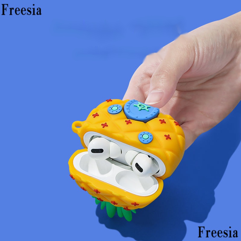 Vỏ Bảo Vệ Hộp Sạc Tai Nghe Bluetooth airpods Apple airpods 23 Bằng Silicon Mềm Hình Trái Dứa Dễ Thương