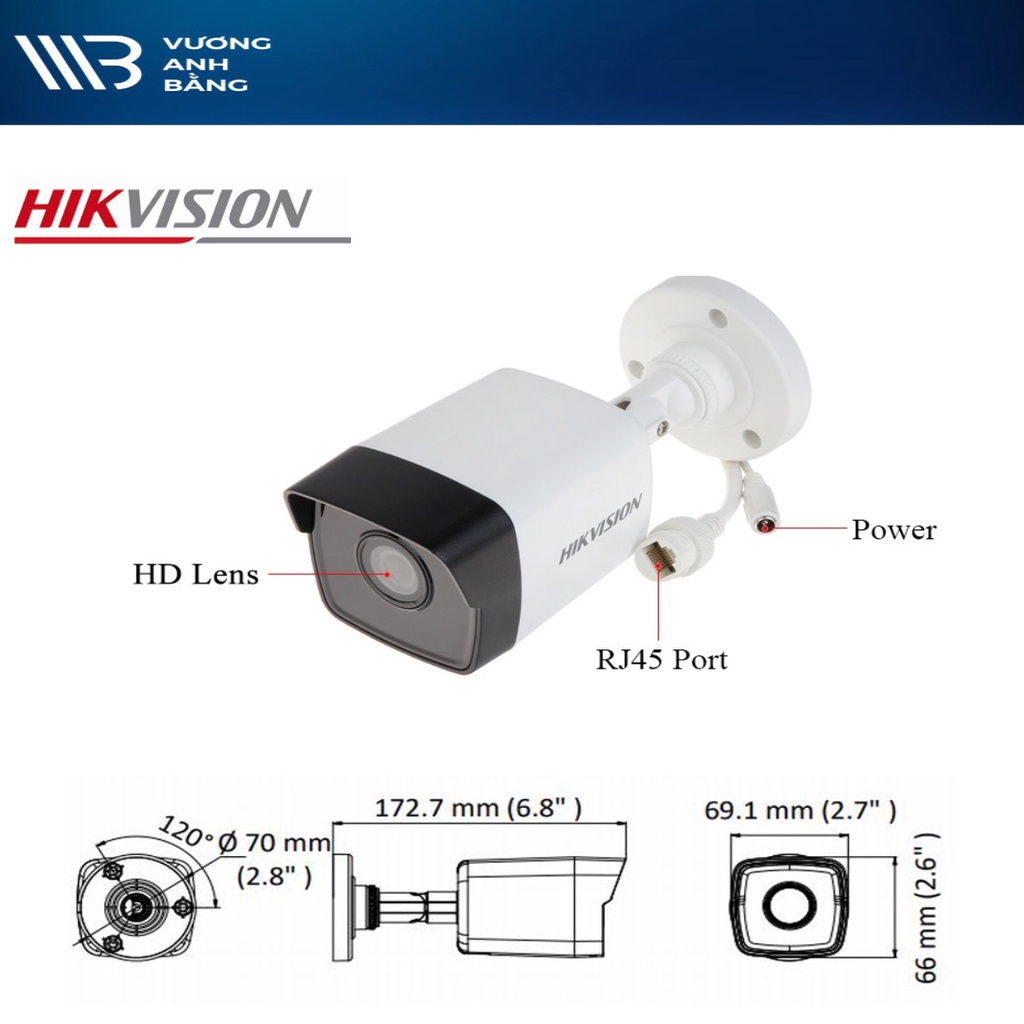 Camera IP thân hồng ngoại 2MP HIKVISION DS-2CD1023G0E-I(L)