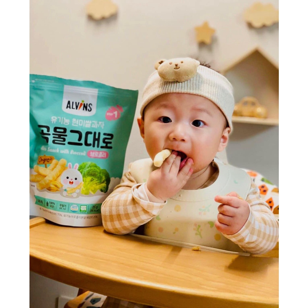 Bánh Gạo Lứt Ăn Dặm Hữu Cơ  ALVIN'S Hàn Quốc Cho Bé 6M Thơm Ngon, Dễ Tan