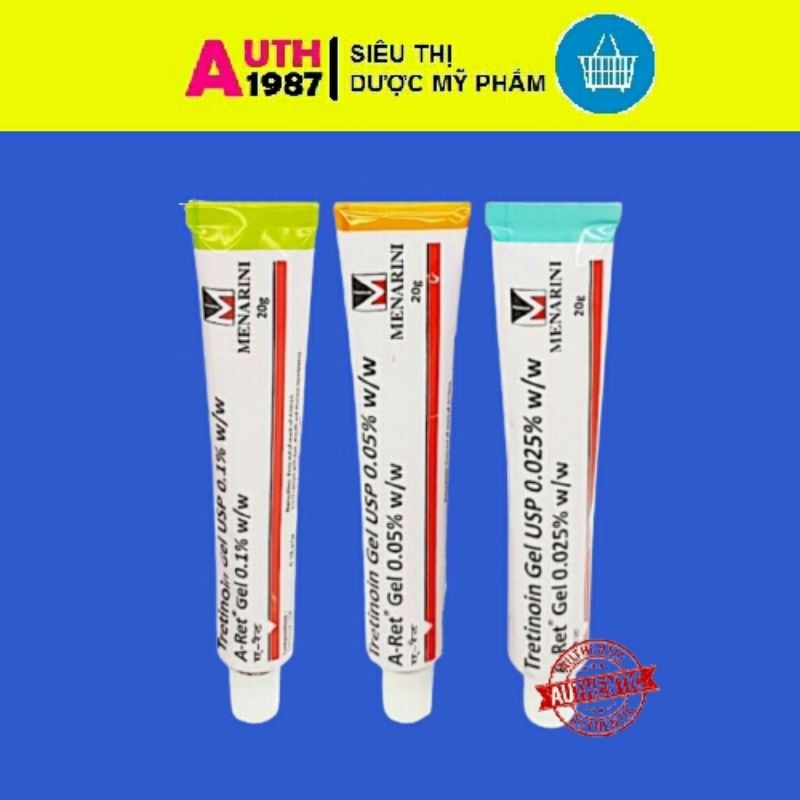 (20g) Gel Tretinoin Aret 0.025%, 0.05%, 0.1% - Gel dưỡng giảm mụn, mờ thâm nám, chống lão hóa