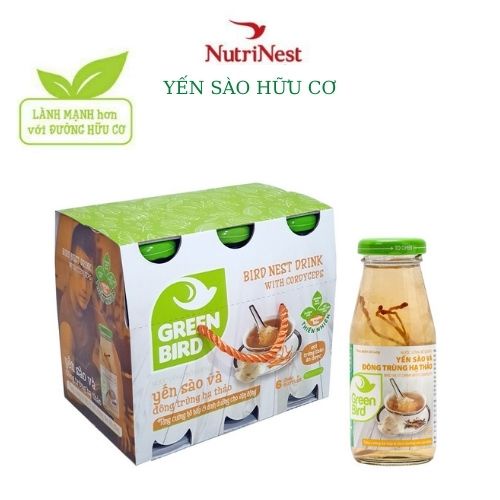 Lốc Yến Sào Và Đông Trùng Hạ Thảo Với Đường Hữu Cơ - NUTRINEST - 6 chai x 185ml