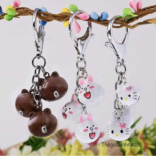 Móc Khóa Chuông Hoạt Hình Gấu Brown Thỏ Cony Mèo Kitty K142