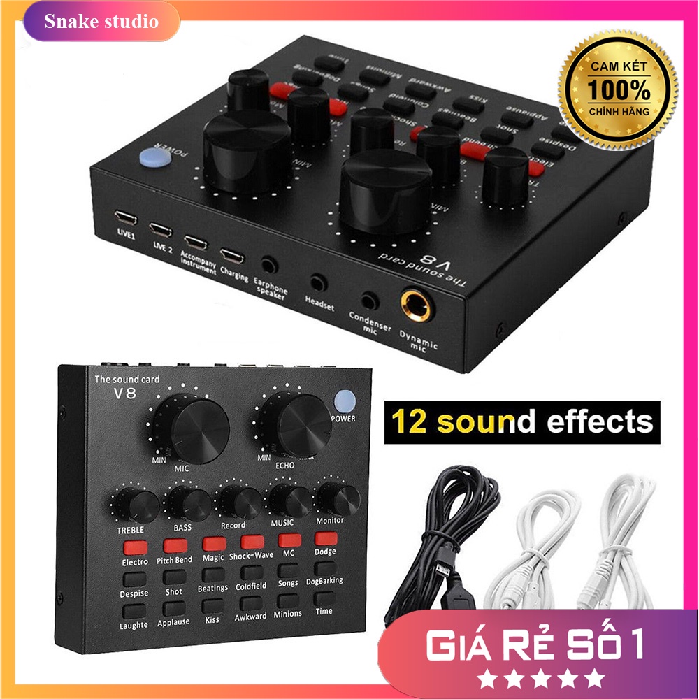 Thu Âm Soundcard V8 Có Bluetooth