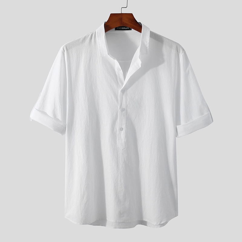 Áo Sơ Mi Cotton Tay Lỡ 3 / 4 Cho Nam