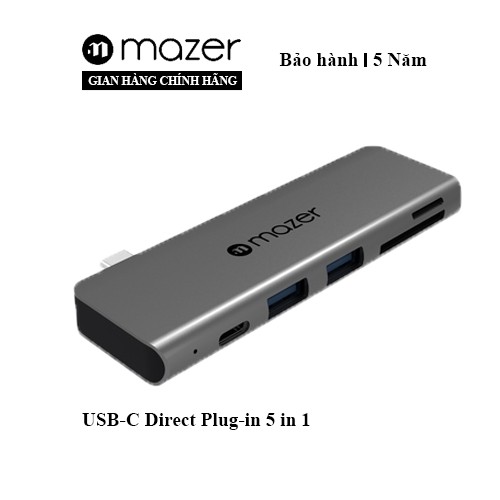 Cổng Chuyển Đổi Mazer USB-C Direct Plug-in 5 in 1