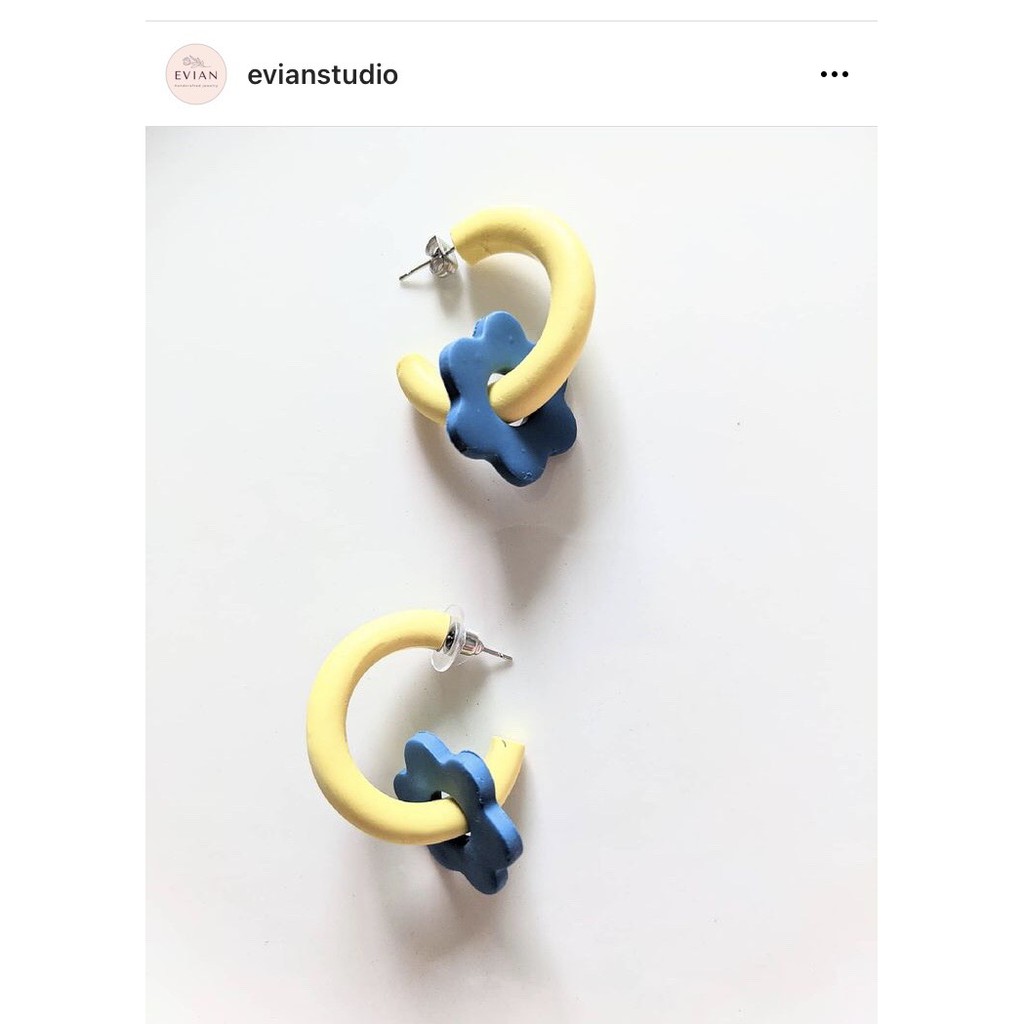 Bông tai nữ khoen tròn màu pastel handmade phiên bản độc quyền Evian Studio