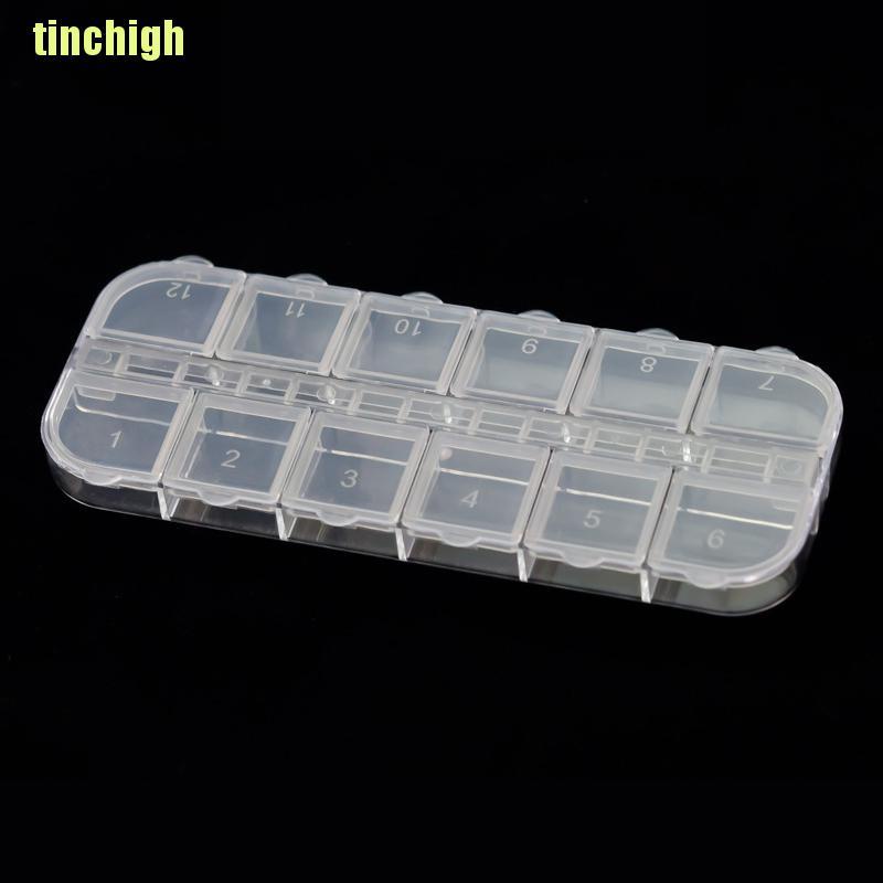 Hộp nhựa trong suốt 12 ngăn cho dụng cụ làm móng