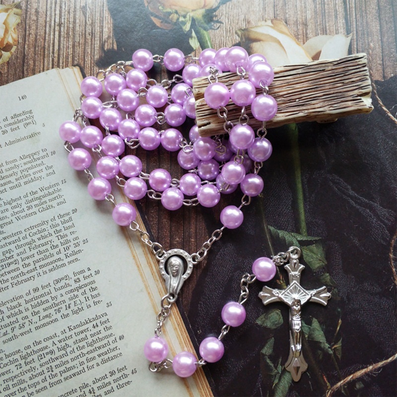 Aoto Vòng cổ Mặt Thánh Giá Màu Tím Nhân Tạo