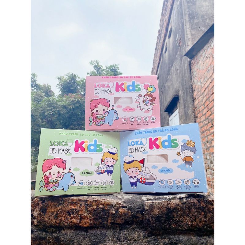 [TRÌNH LÀNG MẪU MỚI] COMBO 50 CHIẾC KHẨU TRANG CAO CẤP CHO BÉ YÊU TỪ 2 ĐẾN 10 TUỔI LOKA 3D MASK KID CÔNG NGHỆ NHẬT BẢN