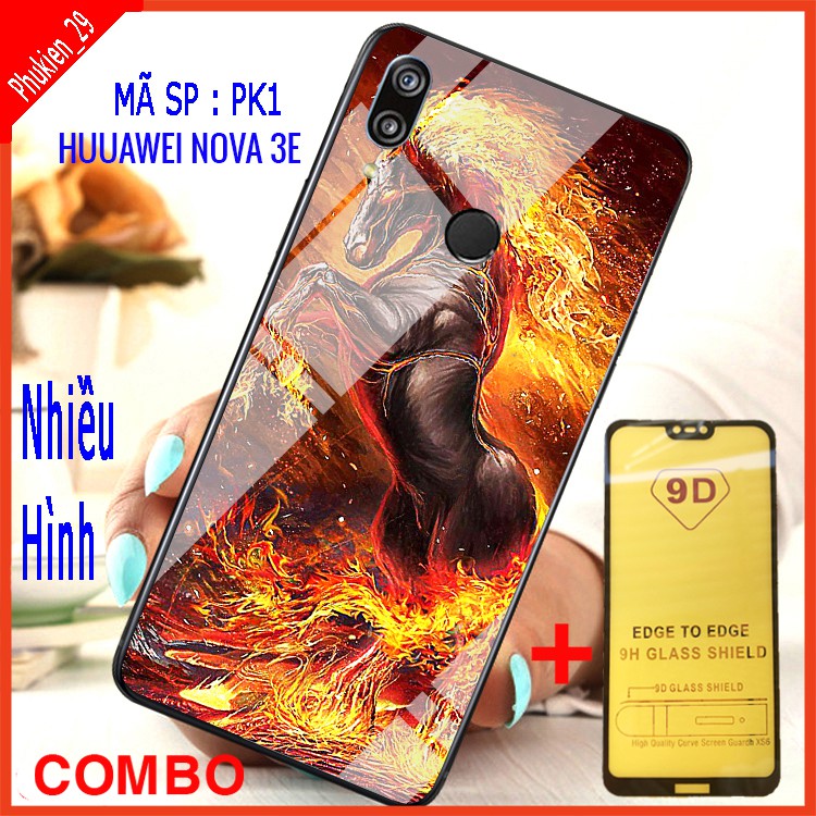 COMBO ỐP LƯNG HUAWEI NOVA 3E (ốp lưng kính 3D thế hệ mới + tặng kèm kính cường lực full màn hình)