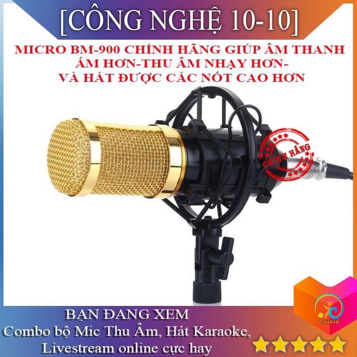 Bộ Mic Thu Âm, Karaoke, Livestream Có Bluetooth Hay  (Trọn Bộ Souncard K9H9, Mic bm900)