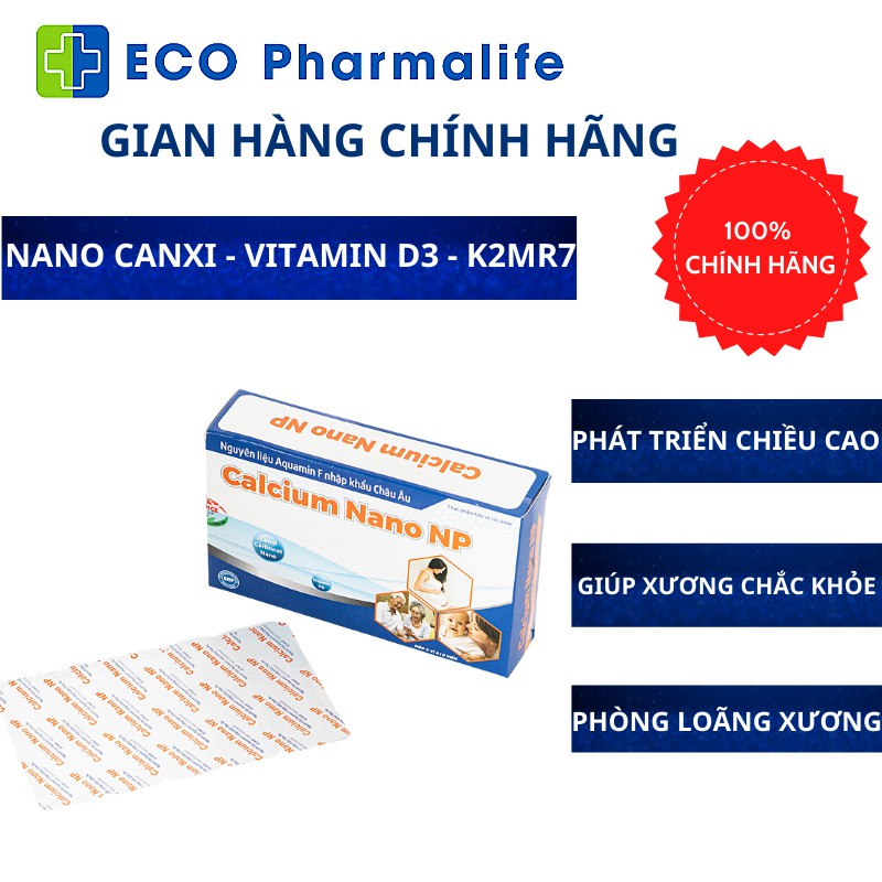 Viên uống Calcium Nano NP hộp 30 viên bổ sung canxi D3 giúp tăng chiều cao, chắc xương