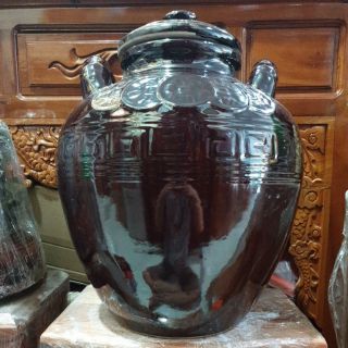 Bình ngâm rượu da lươn sứ Bát Tràng Việt Nam đường kính 36cm cao 45cm