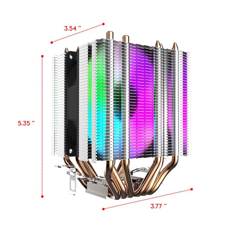 Quạt Tản Nhiệt Cpu 6 Ống 90mm Có Đèn Led Cầu Vồng Cho Intel 775
